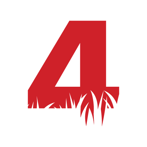 Red number four with grass silhouette