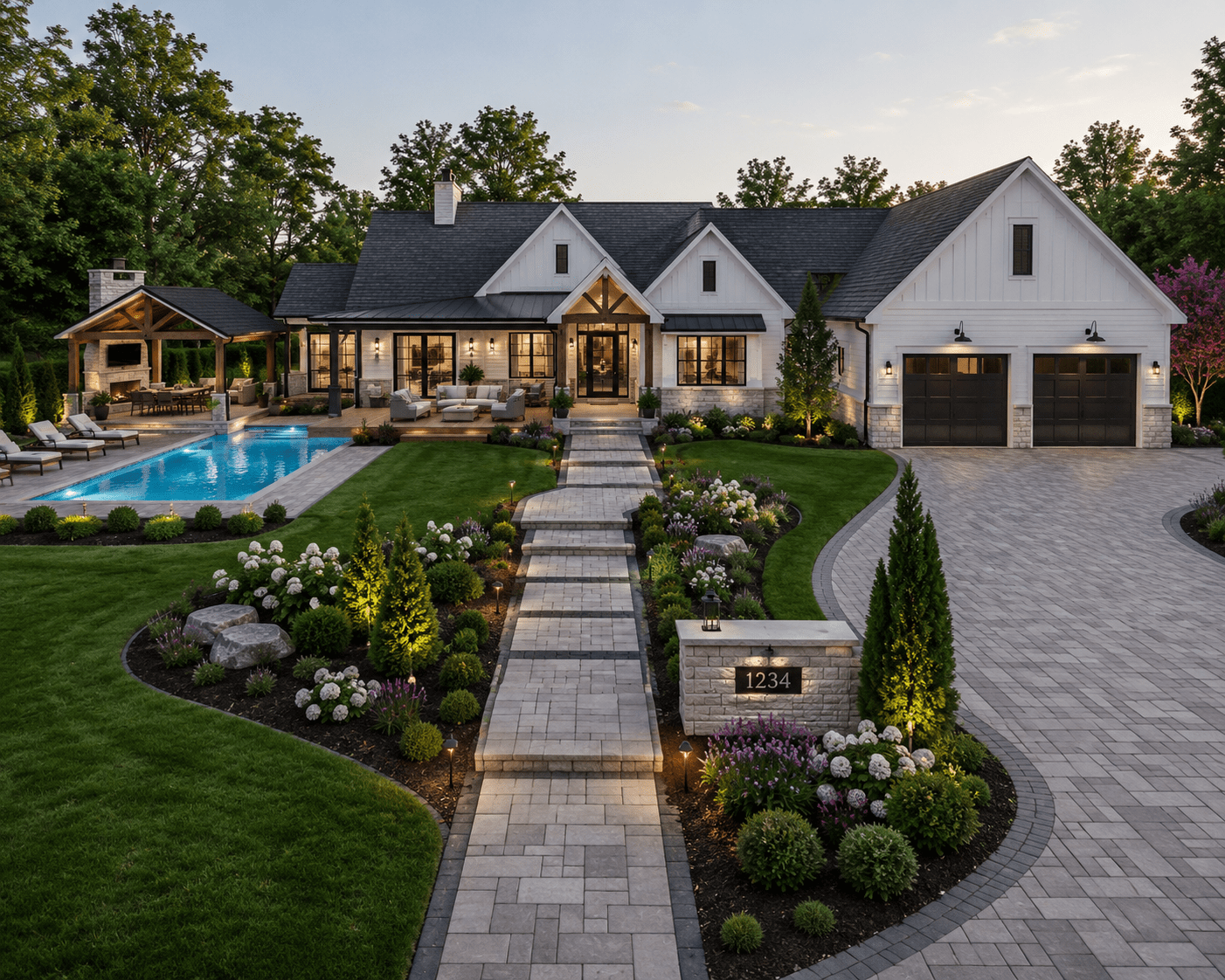 Luxury home with pool and landscaped yard